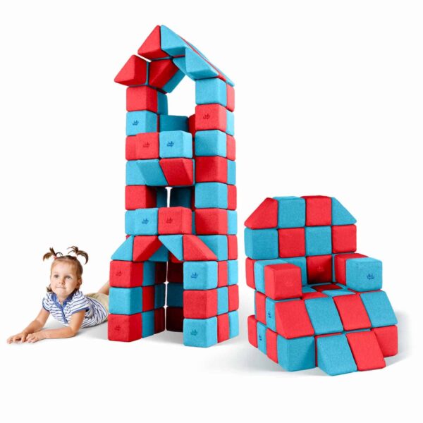 JollyHeap – Little House – 150 weiche XXL Magnetbausteine-Set für große Bauprojekte – für Kinder