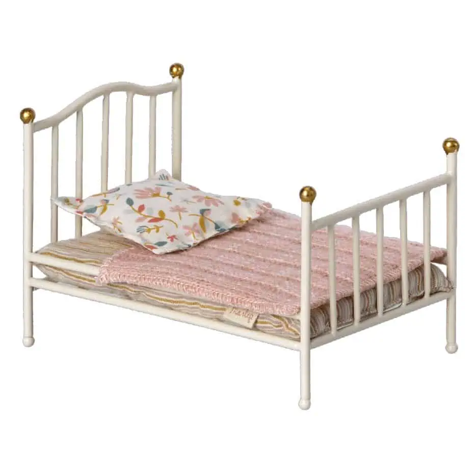 Maileg Vintage Bett Maus - WeißAnthrazit (1) Maileg Vintage Bett Maus - WeißAnthrazit