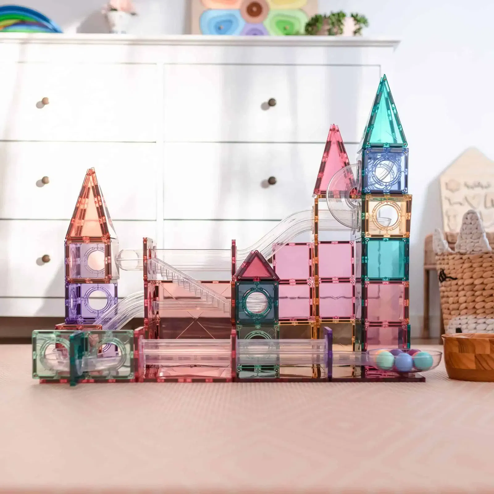 Connetix Pastell Kugelbahn - 106-tlg. Magnetbaukasten (6) Connetix Pastell Kugelbahn - 106-tlg. Magnetbaukasten