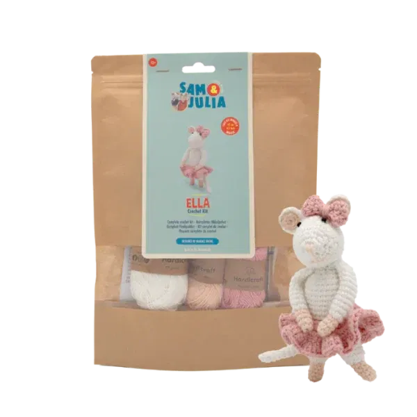 Sam & Julia – Häkelpaket Ella – komplettes Häkelset für 12 cm Maus – für Teens & Erwachsene - LI00003