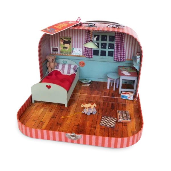 Sam & Julia – Mäusehaus To Go – Schlafzimmer – Mini-Spielkoffer für Kinder